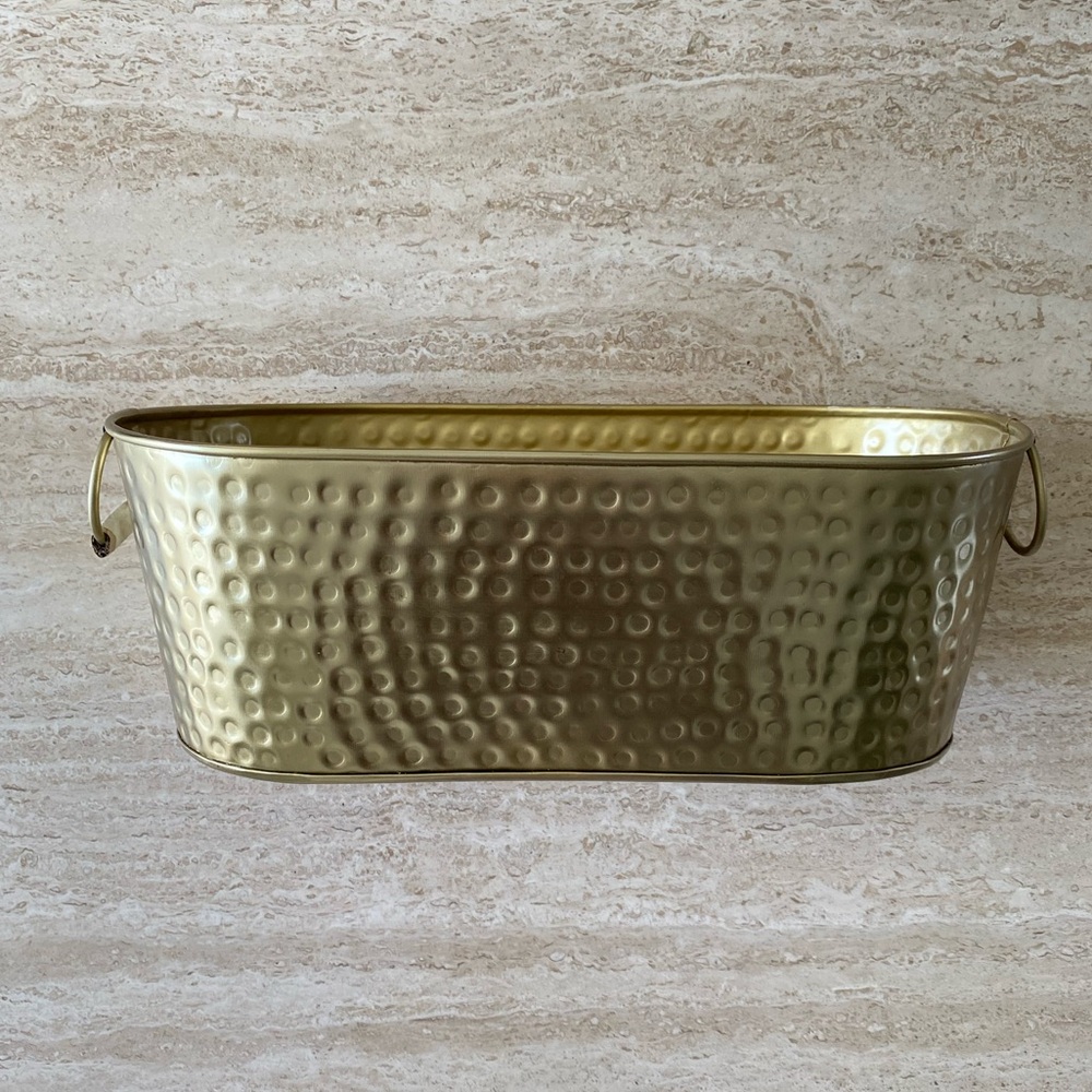 World Market Gold Hammered Tin Bucket